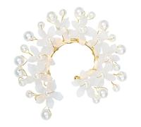 LRXIYODE 2 Pezzi Orecchini A Polsino Con Perle A Forma Di Fiore Orecchini Per Occasioni Formali Clip Per Orecchie Non Perforanti Gioielli Da Fata Con Fiore A Forma