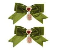 LRXIYODE 2 Pezzi Ornamento dell'arco di Natale spilla di Natale da matrimonio in costume Velluto Olive Green
