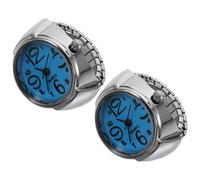 LRXIYODE 2 Pezzi Orologio Anello per Coppie in Metallo Blu Numeri Grandi e Mini Display Orario, Stile Creativo e Unico, Regalo