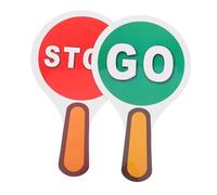 LRXIYODE 2 Pezzi Segnale Manuale Doppia Faccia Stop Go per Sicurezza Stradale Cartello Didattico con Manico Segnali Rosso e Verde per Insegnamento Traffico in Aula e Casa Resistente e