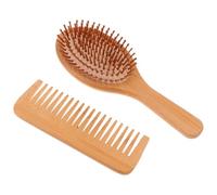 LRXIYODE 2 pezzi Spazzola Massaggiante in Bamboo e Pettine Denti Larghi Antistatico per Tutti i Tipi per Quotidiano e per Famiglia e