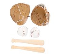 LRXIYODE 2 set Mini Mazze da Baseball con Guanti e Palline Decorative in Legno e Pelle Accessori Artigianali per Progetti Creativi e Portachiavi Sportivi per Decorazioni Tematiche