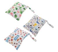 LRXIYODE 3 pezzi Borsa Pannolini con Zip Sacchetti Cambio Lavabili per Viaggi Spiaggia Piscina Borsa Bagnato Asciutto per Pannolini Manico Clip Cartoon