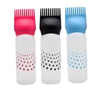 LRXIYODE 3 pezzi Bottiglie Ricaricabili per Tinta Capelli con Pettine Integrato Bottiglie Shampoo Antiscivolo e Sigillate per Uso Professionale in Salone Colori Blu Rosa e Nero 3 pezzi