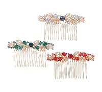 LRXIYODE 3 Pezzi Pettini Laterali Vintage con Strass Colorati Pettine da Sposa in Metallo per Acconciature Eleganti Accessori per Capelli da Cerimonia e Damigelle Mini Pettini per Controllo
