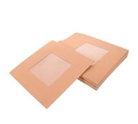 LRXIYODE 30 Pezzi Busta per Protezione Documenti Finestra Trasparente in Carta Kraft Color Cachi e Chiusura Sigillabile, Resistente e Fatture in Depositi Bancari e Archiviazione