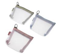 LRXIYODE 3pezzi Borsa Portatrucchi in Rete Coulisse Organizer da Viaggio Leggero e Trasparente Custodia per Cosmetici Piccoli e Essenziali Borsa Rete Portatile per Donne e Ragazze