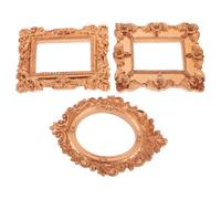 LRXIYODE 3pezzi Mini Cornice Antiche in Resina Oro Vintage Stili di Piccole Cornici da Tavolo per Esposizione Foto Accessori per Decorazioni Natalizie e Case delle Bambole in Miniatura