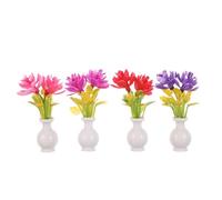 LRXIYODE 4 Pezzi Miniature Vasi con Fiori Artificiali per Casa delle Bambole Decorazione Miniatura Resistente in Resina e Plastica per Diorami e Fatati