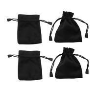 LRXIYODE 4 pezzi Sacchetti in Tessuto Nero con Coulisse Piccoli Sacchetti Portagioie per Oggetti Borse Tascabili Eleganti per Feste e Bomboniere Dimensioni