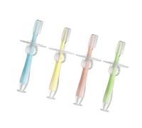 LRXIYODE 4 Pezzi Spazzolino per Ragazzo Ragazza Silicone con Ventosa e Supporto Massaggia Gengive e Dolori Primi Spazzolini per Antiscivolo e Facile Impugnare