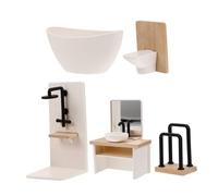 LRXIYODE 5 pezzi Mobili Bagno Miniatura Realistici con Vasca Wc Lavabo Doccia e Porta Asciugamani per Giochi di Simulazione e Decorazioni