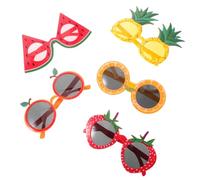LRXIYODE 5 Pezzi Occhiali da Sole Vacanze Estive a Forma di Ananas in PC Leggero Design Piatto per Pool Party e Uscite Giovanili con Motivo Esotico Vivace