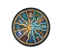 LRXIYODE 500 pezzi Puzzle Rotondo per Adulti Segni Zodiacali Puzzle Educativo di Carta Colorato Taglio Preciso e Materiale Durevole Regalo per Famiglia e Amici