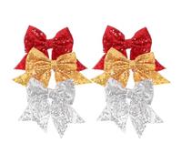 LRXIYODE 6 Pezzi Mollette per Chioma Fiocco Glitterato 6 Pezzi, Fermagli Paillettes Jumbo per Cheerleader da Softball, Accessori per Chioma Sportivi e Natalizi, Clip per Coda di Cavallo