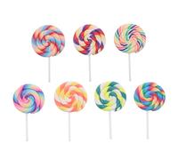 LRXIYODE 7 Pezzi Grandi Decorazioni Lecca-lecca Finte in Argilla Polimerica Colorate e Flessibili per Centrotavola Feste di Compleanno Carnevale e Natale per Decorazioni Tema Dolci e Giochi