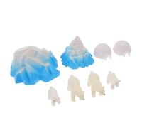 LRXIYODE 8 Pezzi Mini Figure di Orsi Polari in Resina Igloo di Ghiaccio Statuette di Animali Artici per Decorazioni Natalizie Set Micro Paesaggio Invernale per Giochi Educativi e Torte