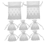 LRXIYODE 8pezzi Borsa Tascabile in Pizzo Ricamato Sacchetti Per Gioielli Coulisse Piccole Borse Per Bomboniere Di Nozze Sacchetti Portaoggetti in Rete Trasparente Per Trucco e Accessori