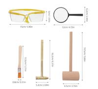 LRXIYODE Attrezzi per Scavi Archeologici con Martello in Legno, Occhiali Protettivi, Pennello e Lente d’Ingrandimento - Kit Sicuro e Robusto per Giochi di Scavo e Caccia a Reliquie