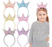LRXIYODE Cerchietti Corona Lucida per Bambine, Set da 12 Pezzi di Fasce per Chioma Glitterate Multicolore, Accessori per Chioma Festa e Carnevale, Taglia Unica per Ragazze