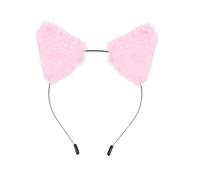 LRXIYODE Cerchietto per con Orecchie Volpe Rosa Fluffy Fascia ed Elastico per Feste e Masquerade Accessorio e Resistente per