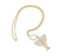 LRXIYODE Ciondolo Ebraico Strass e Stella di Davide Collana Ciondolo Menorah Teste Gioielli Chanukah per Adolescenti Unisex Regalo Religioso