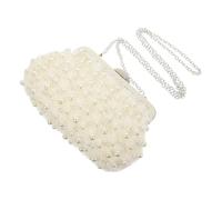 LRXIYODE Clutch Elegante Donna per Occasione Perle Bianche in Lega e Non Tessuto, Pratica e Resistente per Matrimonio e Festa Serale