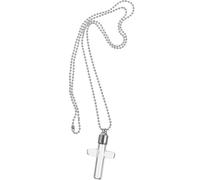 LRXIYODE Collana Commemorativa Ciondolo a Fiala Trasparente a Forma di Croce, Urna per Collana in Vetro Apribile, Catena in Acciaio Inossidabile Resistente e Lunga, Gioielli per Cremazione