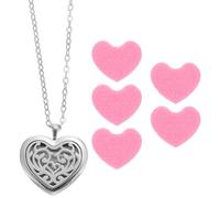 LRXIYODE Collana Diffusore di Aromi Sospeso in Acciaio Inox Ciondolo a Forma di Cuore, Elegante Collana Aromaterapia per Donne, Decorazione Profumata per Uso Quotidiano e Colore Casuale