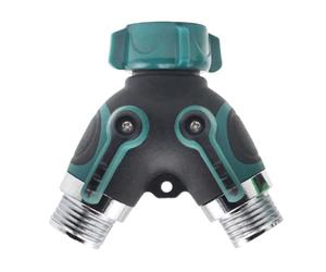 LRXIYODE Connettore a Y in Plastica per Irrigazione Giardino 3/4" Doppio Passaggio Valvola di Chiusura Rapida e Collegamento per 2 Tubi Adatto per Irrigazione Casa e Colore Casuale