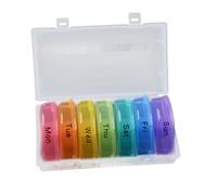 LRXIYODE Contenitore Settimanale Portatile per Pillole 21 Scomparti Organizer Medicine in PP Alimentare Biodegradabile Dispenser Compatto da Viaggio Colore Arcobaleno