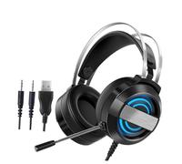 LRXIYODE Cuffie Gaming con Microfono USB Stereo Professionali con Riduzione Rumore Design Ergonomico e Traspirante per Lunghe Sessioni di Gioco