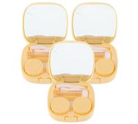 LRXIYODE Custodia Porta Lenti da Viaggio 3 Pezzi Design 3d a Forma di Frittata, Contenitore Portatile per Lenti a Contatto Specchio Integrato e Applicatori, Kit Compatto per Uso