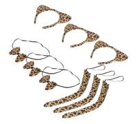 LRXIYODE Fasce Orecchie e Coda di Gatto Accessori Pratici e Leggeri in Flanella e Cotone Set da 3 Leopardate per Dress-up e Feste per Ragazzo Ragazza