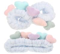 LRXIYODE Fascia Capelli Elasticizzata Peluche Con Cuoricini Fascia Per Trucco E Skincare Morbida Per Lavare Il Viso Colore