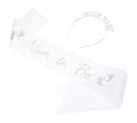 LRXIYODE Fascia per Shower Regolabile in Cristallo Bianca, Corona Tiara per Futura Mamma, Set 2 Pezzi per Festa Maternità Elegante e Confortevole