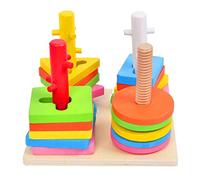 LRXIYODE Giocattoli Educativi in Legno Per Ragazzo Ragazza Piccoli Puzzle Geometrico Forme e Colori Da Riconoscere Grandi Impilabili e Ordinabili Per Scuola Dell'infanzia Regalo Di Complean