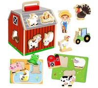 LRXIYODE Gioco Educativo in Legno per Puzzle Fattoria Impilabile con Colori Vivaci Kit Assemblaggio per Sviluppare Abilità Manuali e Consapevolezza Spaziale per Apprendimento Prescolare e