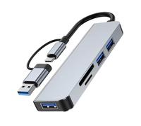 LRXIYODE Hub USB Multiporta con porte USB scheda di e slot per schede per laptop Trasferimento informazioni rapido Compatto e Plug and Play
