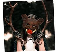LRXIYODE Maschera Cinghiale Wild Boar per Feste Halloween e Cosplay Materiale Sicuro e Leggero Design e Realistico Adatta per Party e Spettacoli Marrone