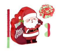 LRXIYODE Pinata di Natale con Babbo Natale Rosso Contenitore Riempibile per Caramelle Bastone e Fascia per Occhi Decorazione Festiva per Feste Familiari e Attività in Classe