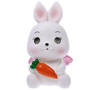 LRXIYODE Salvadanaio Coniglio Antiribaltamento per Barattolo Monete Decorativo da Scrivania Regalo Natale Compleanno Statua Coniglio Bianco