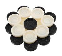 LRXIYODE Set 24 Pezzi Pedine della Dama in Plastica Bianco e Nero Accessori Gioco da Tavolo Backgammon e Scacchi Ricambio Compatto e Portatile per Giocatori di Tutte le Età