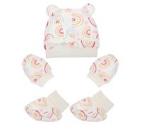 LRXIYODE Set Cappello e Guanti Anti-graffio per Ragazzo Ragazza in Cotone Traspirante, Copripiedi Morbidi, per Inverno Freddo, Accessori Nascita