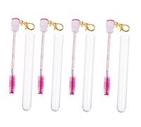 LRXIYODE Set Da 4 Tubi Per Ciglia Portatili Spazzolino Per Mascara Acrilico Riutilizzabile, Accessorio Trucco Occhi Dettagli Brillanti, Colore Rosa Vivace, Per Make up Professionale e Uso Quotidiano