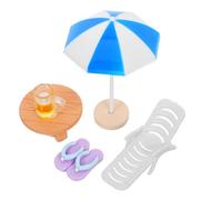 LRXIYODE Set da 5 Decorazioni Miniatura Spiaggia per Case delle Bambole, Sedie da Spiaggia in Resina Tavolo e Ombrellone, Accessori per Micro Paesaggi e Scenari Costieri per Collezionisti