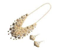 LRXIYODE Set Orecchini Danza Ventre e Catena Viso con Monete Oro Donna