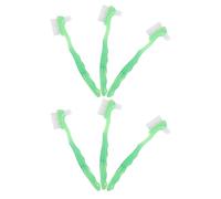 LRXIYODE Spazzolino per Protesi Dentarie a Doppia Faccia 6 Pezzi con Setole Morbide e Impugnatura Ergonomica Verde, Strumento Portatile la Pulizia Profonda delle Dentiere degli