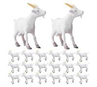LRXIYODE Statuette di Capra in Miniatura 50 Pezzi in Plastica PVC Bianca | Dettagli Realistici e Texture Vivida, Adatte a Fotografia, Asilo Infantile, Muschio e Succulente
