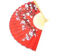 LRXIYODE Ventaglio Cinese da Parete Grande in bambù e Carta, Decorazione Pieghevole Elegante e Leggera per Fotografia e Feste, Stile Tradizionale Rosso